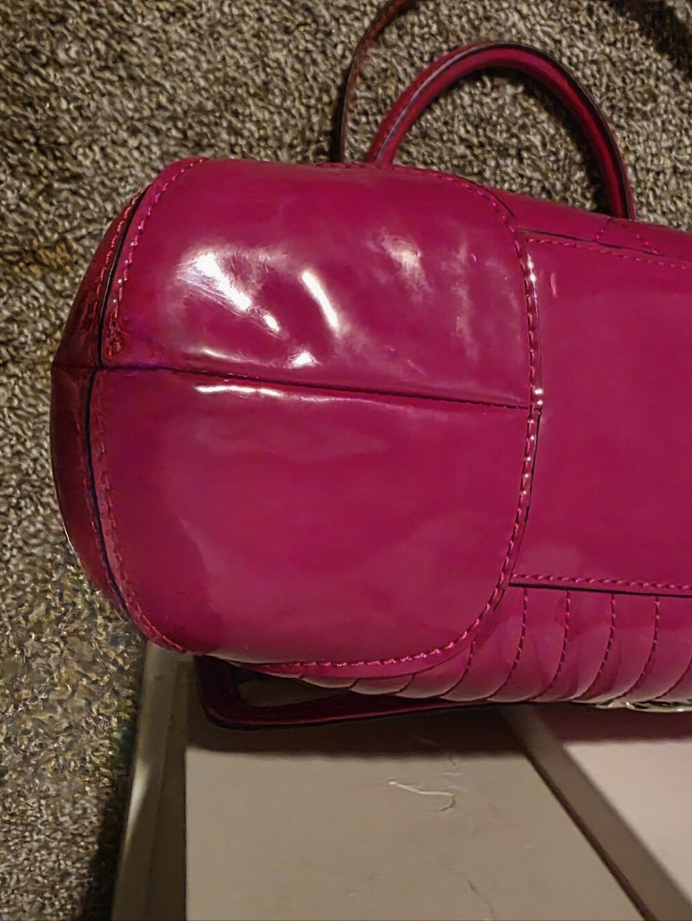 COACH Fuchsia Quilted Patent Satchel Handbag - Picture 9 of 12